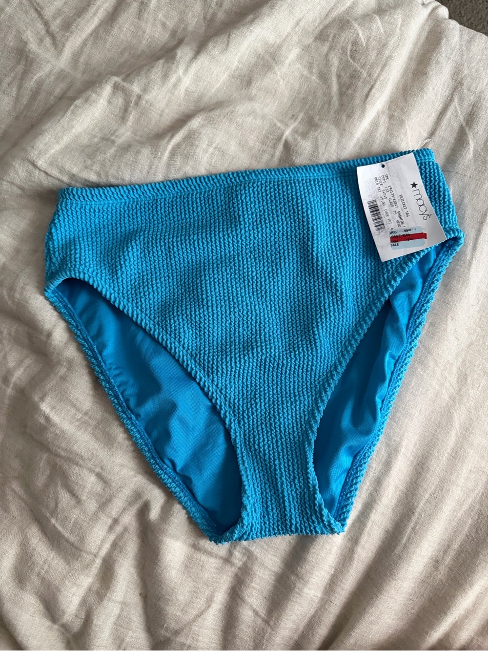 NEW Bleu Rod Beattie Textured Bright Turquoise High-Rise Bikini Bottom